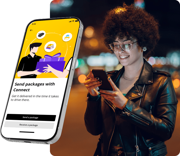 VivoCabs package delivery app screen
